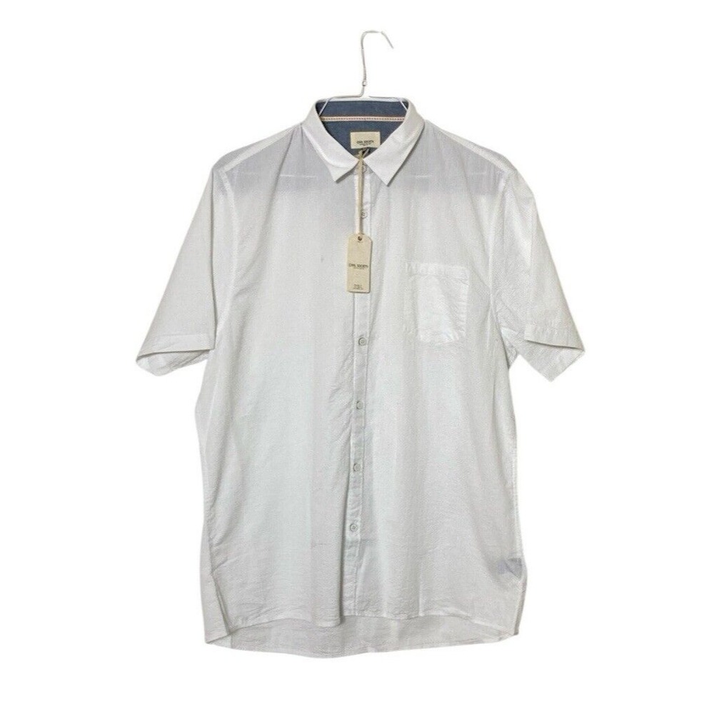 NWT Civil Society Men's 2XL Short Sleeve Button Up Shirt White XXL